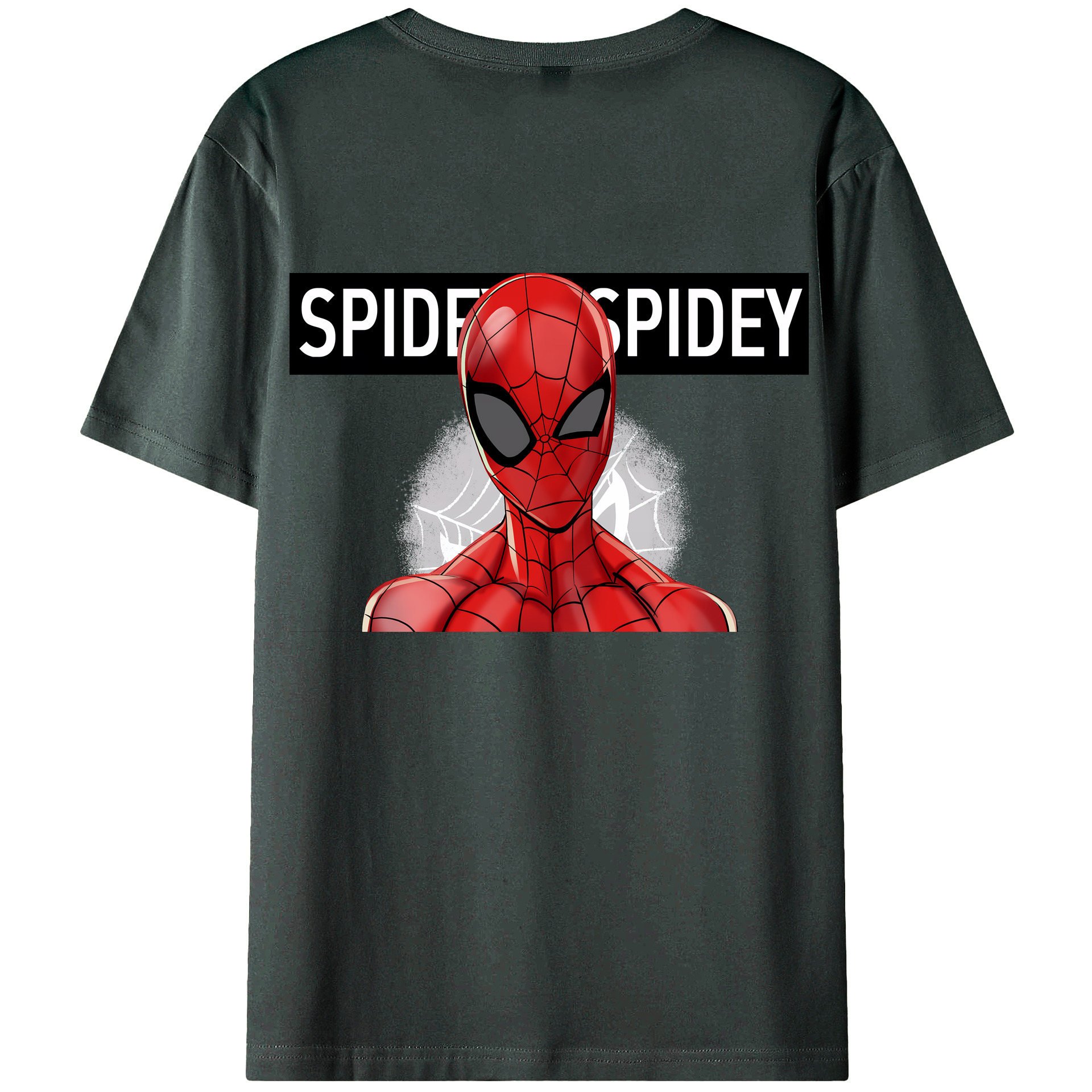 （画像用） Spider Man スパイダーマン 綿100％ メンズ半袖Tシャツ（バックプリント） 通気性